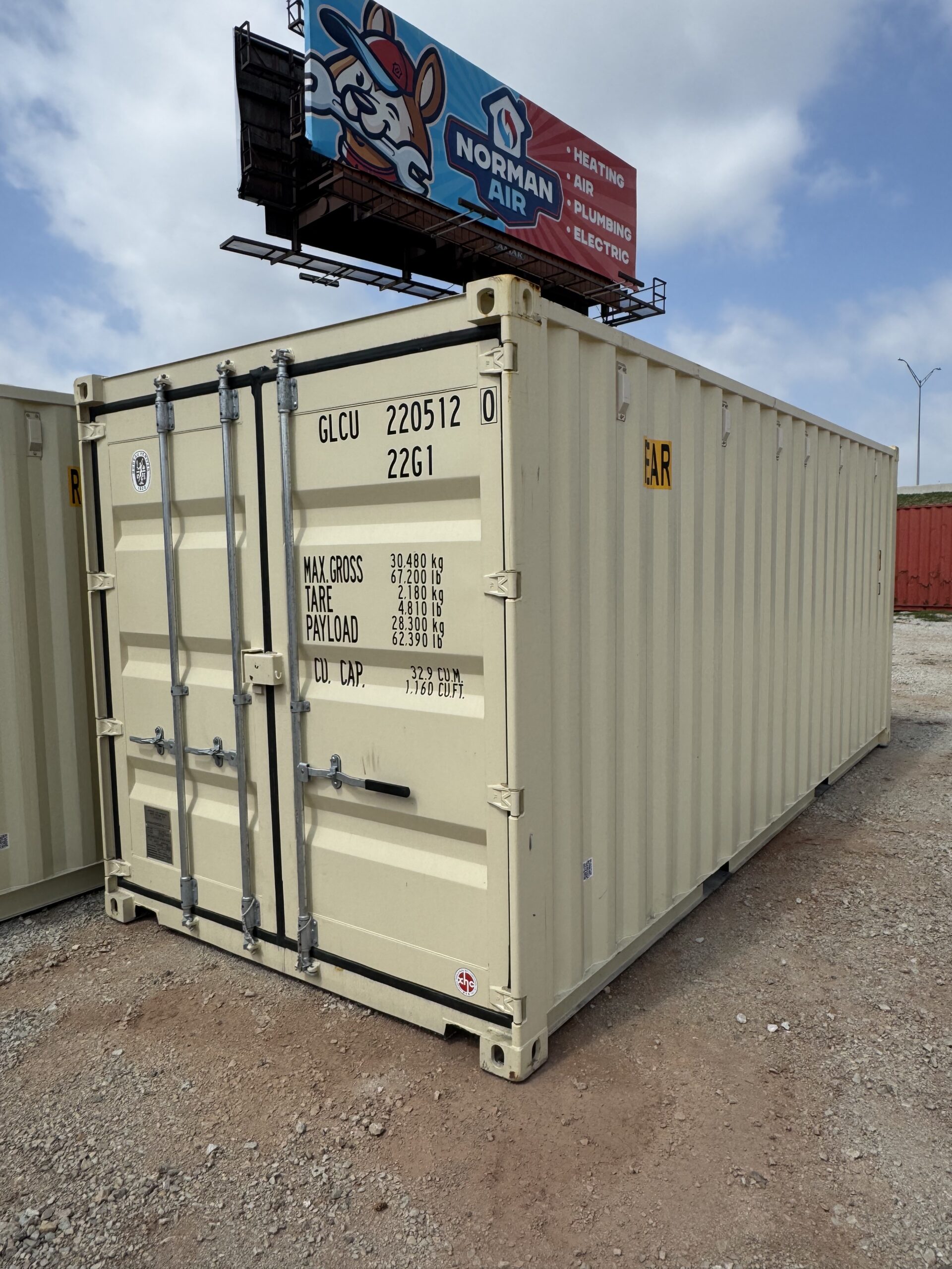 NEW 20ft Ivory Double Door Shipping Container