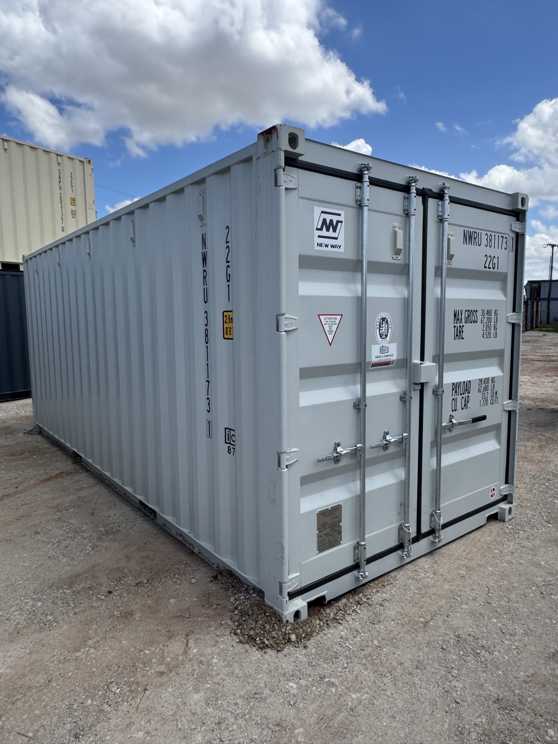 NEW 20ft Light Gray Shipping Contain