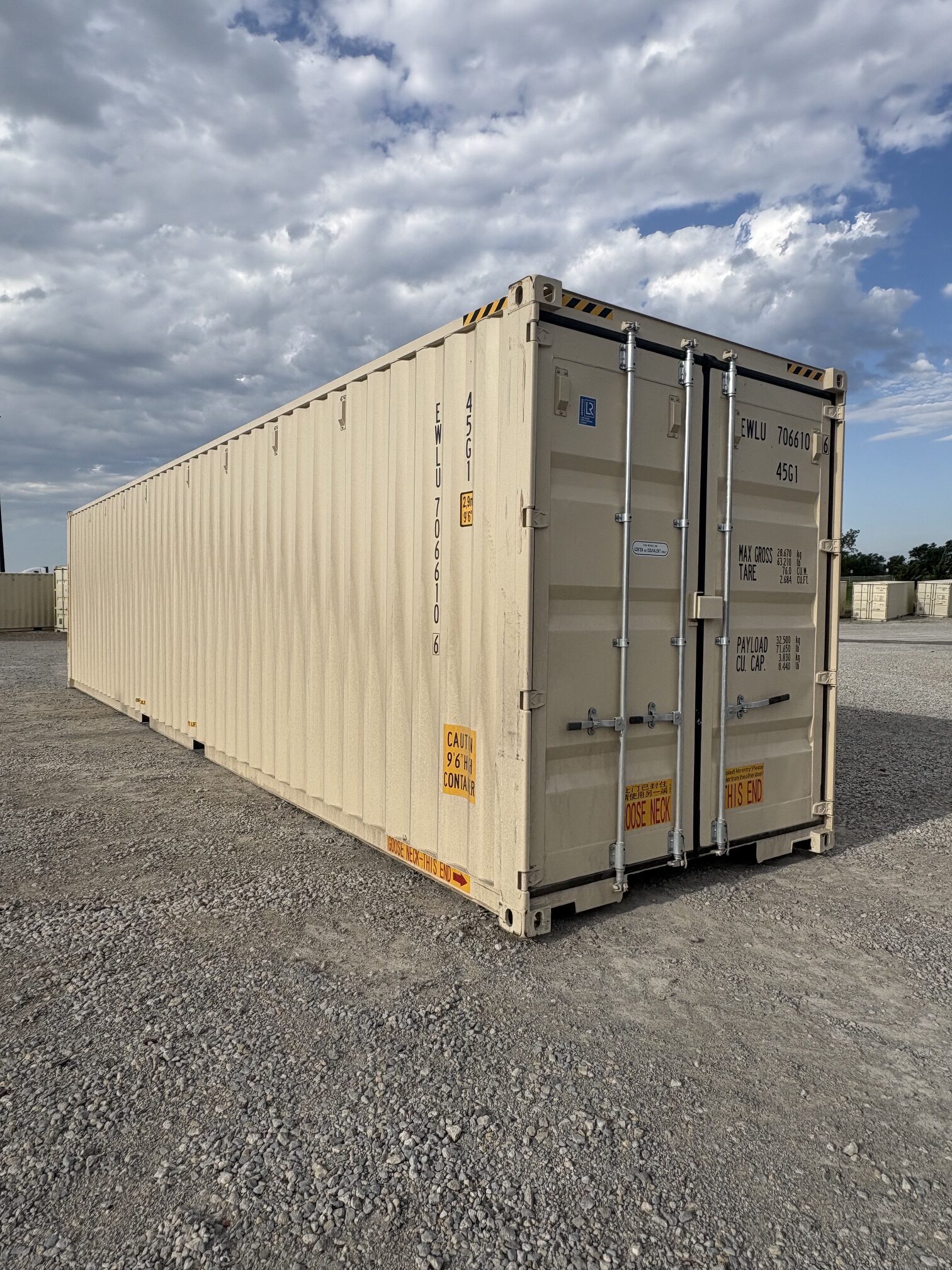 NEW 40ft High Cube Ivory Shipping Container – Single Door Storage Container with Lock Box - Image 2