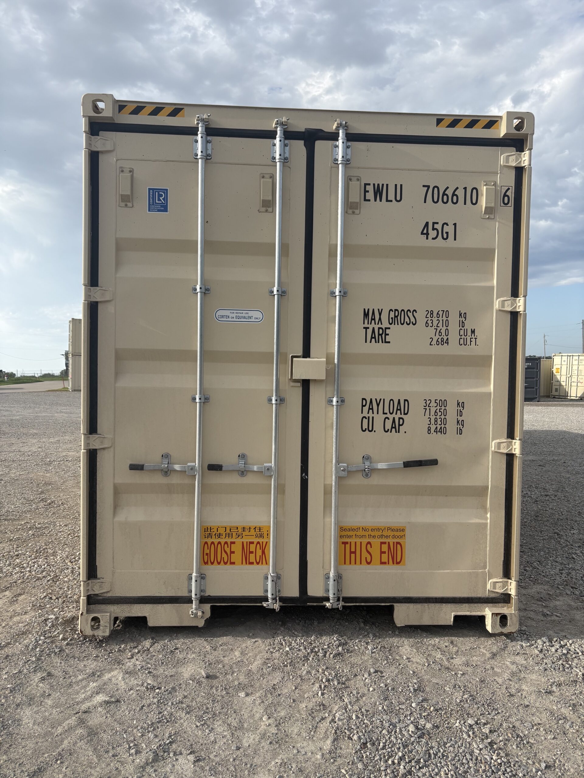 NEW 40ft High Cube Ivory Shipping Container – Single Door Storage Container with Lock Box - Image 3