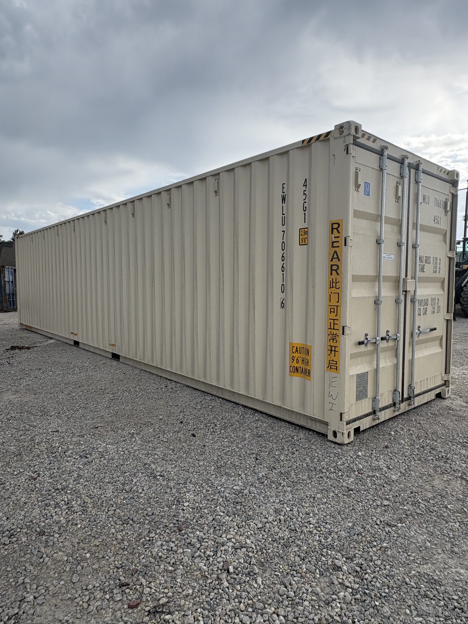NEW 40ft High Cube Ivory Shipping Container – Single Door Storage Container with Lock Box - Image 5