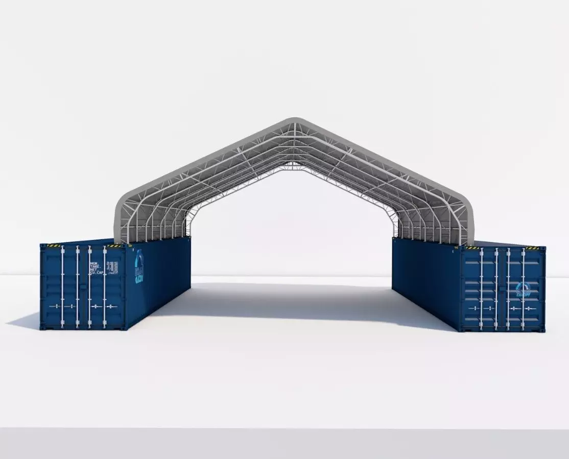 33W x 40L x 12H Peak Double Truss Kwanzaa Hut Shipping Container Roof Quonset - Image 2